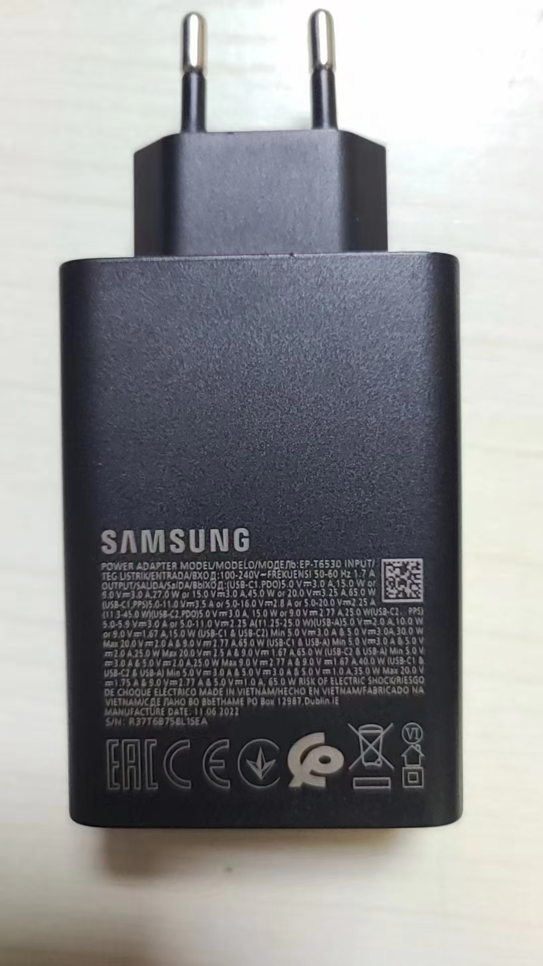 Original Samsung 65W Adaptor PD 3.0 EP-T6530 Fast Charging USB-C Portable